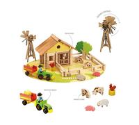 Jeujura - Ma Fattoria in Legno - 145 pezzi - Gioco di costruzione nella sua Valigia di cartone - a partire dai 5 anni - Agilità - Creatività - Manipolazione - Catalogo fornito - 8041