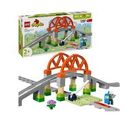 Lego duplo 10426 pack di espansione ponte e binari ferroviari, giochi didattici per bambini 2+, elementi per treno giocattolo