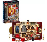 Lego harry potter 76409 stendardo della casa grifondoro da parete, sala comune castello di hogwarts, giocattolo da collezione
