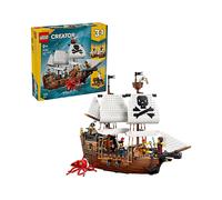 LEGO Creator 3 in 1 Iconica Nave da Pirata - Giocattolo Trasformabile in Castello o in 2 Barche Gemelle - Decorazione per la Cameretta - Regalo di compleanno per Bambini e Bambine da 9 Anni - 31387
