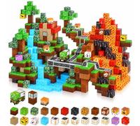 Costruzioni Magnetiche 100 Pezzi, Gioco Creativo 3D con Dinosauri e Vulcano | Blocchi Magnetici per Bambini Giocattoli Sensoriali STEM, Magnetic Building Blocks Regalo di Pasqua per Ragazzi e Ragazze