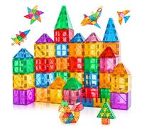 Costruzioni Magnetiche Bambini, 64 Tessere Magnetiche Colorate per Bambini di 3 4 5 anni Blocchi Magnetici per Bambini Regalo di Compleanno Costruzione Giocattoli Montessori per ragazzi e ragazze