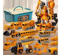 Costruzioni Magnetiche Giocattoli Magnetici Trasformati in Auto, Camion da Cantiere Magnetico con Scatola di Immagazzinamento, Magnetico Robot Trasformare per bambini a partire da 3 anni