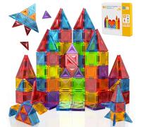 Costruzioni Magnetiche per Bambini 56 Pezzi in Valigetta Metallica - Gioco da Viaggio per Costruire Castelli, Razzi e Aerei - Giocattolo Montessori 3+ Anni - Blocchi Magnetici Regalo Creativo STEM