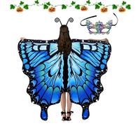 Costume a farfalla, costume da cloak da donna a scialle morbida | Sciarpa colorata con ala da fiaba con maschera e fascia per antenna per feste in maschera