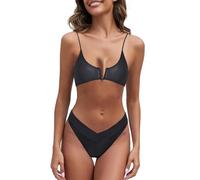 Costume A Fascia Donna Mare Bikini Push up Abbronzatura Attraverso Costume da Bagno. Donne abbronzate Attraverso Bikini. Segreto per un'abbronzatura Donna Due Pezzi Triangolo (Black, S)