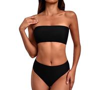 Costume A Fascia Donna Mare Mestruale Curvy Costume da Bagno a Due Pezzi da Donna Bagno Bikini Sexy con Lacci sul Seno Multicolore Pantaloncini Costumi Mestruali (Black, L)