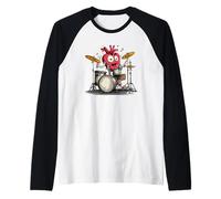 Costume a Forma di Cuore Che dondola e batte per Gli Amanti della Batteria Maglia con Maniche Raglan