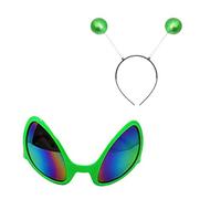 Costume a tema spaziale alieno fascia e occhiali set accessori divertenti marziani fasce per capelli accessori Bopper, Headba Colorato Verde, Taglia unica