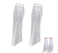 Costume Abba da donna, 1 paio di scaldamuscoli con paillettes argento, costume da discoteca da donna 70s, copertura per stivali con brillantini, per abbigliamento da discoteca, carnevale, feste a tema