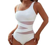Costume Abbronzante Donna Costume da Bagno Intero da Bagno Donna in Tinta Unita con Spalline Spioventi Me Fui Costumi Vestiti Primavera 2024 (White L)