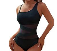 Costume Abbronzante Donna Costume da Bagno Intero da Bagno Donna in Tinta Unita con Spalline Spioventi Me Fui Costumi Vestiti Primavera 2024 (Black M)