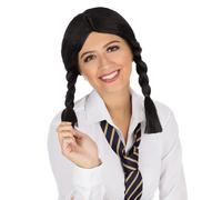 Costume Accessorio Parrucca Nera Da Scuola