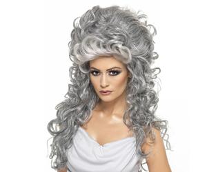Costume Accessorio Per Strega Medeia Con Parrucca Grigia A Forma Di Alveare