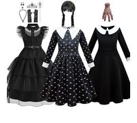 Costume Addams per bambini Neonate Famiglia Cosplay Costume di Halloween Famiglia per bambini Danza Abito nero Mercoledì Spettacolo Fantasia