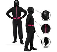 Costume Adulto Deluxe Del Supervisore Per Netflix'S SQUID GAME Con Maschera