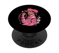 Costume afro Rodeo Black History con stivali da cowgirl in melanina PopSockets PopGrip Adesivo