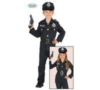 COSTUME POLIZIOTTO CON PISTOLA CARNEVALE VESTITO BAMBINO BAMBINA POLIZIA UNISEX