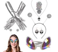 Costume Alieno 6 Pezzi Set Completo Halloween con Occhiali da Sole e | Fascio con Tentacoli per Foto di Ruolo Ideale per Festa in Maschera Carnevale Spettacolo