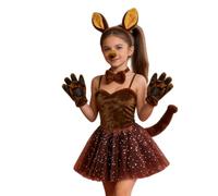 Costume Animale Della Giungla, Con Coda Orecchie Outfit Divertente E , Set Costume da Festa 6 Pezzi con Papillon, Per Bambini, Maschi E Femmine Carnevale Maschera Servizio Fotografico Palco Festa