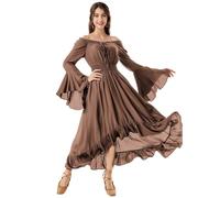 Costume Anni 80 Donna Abito Da Donna Da Sera Rinascimentale Maniche Lunghe Abiti Halloween Medievale Curvy Costumi Punk Gotico Lungo Con Maniche a Tromba Vestiti Elegante Costume Taglie Forti