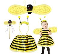 Costume Ape Bambina, Vestito Ape Gonna a Tulle con Ali da Ape, Costume da Fata per Bambini Set con Cerchietto e Bacchetta, Vestiti di Halloween Carnevale Giochi di Ruolo