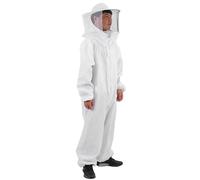 Costume Apiculture Pro - 100% Coton Blanc Respirant Voile Rond Amovible Protection Intégrale, Combinaison Apiculteur Sécurisée, Vêtement Travail Ruche Épais | Équipement Récolte Miel Pour Débutants