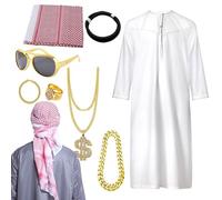 Costume Arabo Per Uomini | Per Costume Del Medio Oriente | Completo Maschile Del Medio Oriente - Travestimento, Gioco di Ruolo per Feste, Carnevale, Natale, Performance sul Palco, Feste a Tema