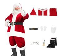 Costume Babbo Natale Rubies Deluxe per Adulti 9 Pezzi Completo con Parruca e Barba Taglia Unica Ufficiale per Natale Carnevale Feste e Cosplay