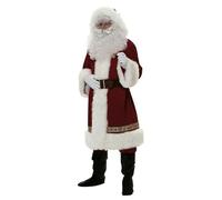Costume Babbo Natale Uomo Super Rosso Deluxe,Santa Claus Abito Natalizio Adulti Disponibile 7 Pezzi,Set per Costume di Babbo Natale o San per Natale Festa A,XXL
