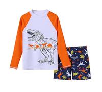 Costume Bagno Bambino - Costume da Bagno per Ragazzi - Manica Lunga - Rash Guard - Maglietta e Costume da Bagno - Protezione Solare UPF 50+ - Stampa Dinosauro - Spiaggia - Piscina - Surf - Estate