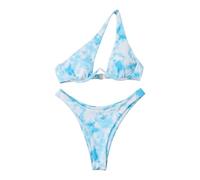 Costume Bagno Donna Costumi Mare da Abbronzante Set Costume da Bagno Brasiliano Sexy con Ferretto E Monospalla, Taglio 2 Vita Alta Donna Slip Due Pezzi Curvy