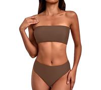 Costume Bagno Parah Bikini Sexydonna Hot Catsuit Costume da Bagno a Due Pezzi da Donna Costume da Bagno Bikini Sexy con Lacci sul Seno Multicolore Completi Intimi Body Trasparente Sexy (Brown, XL)