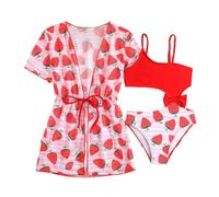 Costume Bambina 3 Pezzi Bikini Estivi Bambini Tankini da Bagno Stampa Floreale Spiaggia Estiva Gonna con Due A Coperti Mare Set Costumi Surf 5-14 Anni