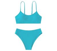 Costume Bambina 3 Pezzi Bikini Ruffle Bustier Slip con Motivo Stampa Floreale Estiva Gonna Due A Coperti Mare Set Spiaggia da Bagno Tankini 5-12 Anni
