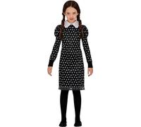 COSTUME MERCOLEDì FAMIGLIA ADDAMS CARNEVALE BAMBINA VESTITO GUIRCA MERCOLEDI
