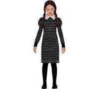 COSTUME MERCOLEDì FAMIGLIA ADDAMS CARNEVALE BAMBINA VESTITO GUIRCA MERCOLEDI