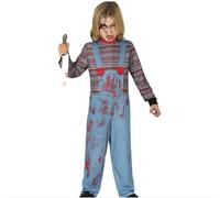 Costume bambino assassino con salopette bambola posseduta