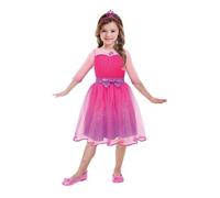 COSTUME BARBIE CARNEVALE PRINCIPESSA VESTITO BAMBINA COLORE ROSA CON CERCHIETTO