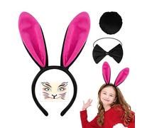 Costume bianco da coniglio per adulti, set carino con orecchie di coniglio con adesivo sul viso, fascia per capelli da coniglio, per carnevale, cosplay, giovani