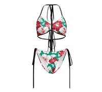 Costume Bikini Donna, Costume Mare Donna, Bikini Estivo A Due Pezzi Con Stampa Floreale E Spacco Frontale Leggero E Ideale Per La Spiaggia Con Spalline Regolabili E Perfetto Per Proteggersi Sole