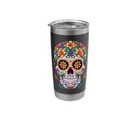 Costume Calavera per Halloween Sugar Skull Dia De Los Muertos Bicchiere termico in acciaio inox doppia parete