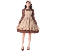 Costume Cameriera per Donna Halloween, Vestito Stile Fattoria per Spettacoli, Abbigliamento Lolita con Grembiule, Design per Cenerentola e Povera