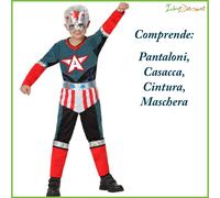 Costume capitan America bambino travestimento super eroe 10/12 anni carnevale