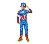 RUBIES COSTUME CAPITAN AMERICA BLACK LINE INFANTILE per bambino, taglia S, Tuta imbottita e maschera, per Carnevale, Natale, Feste e Cosplay
