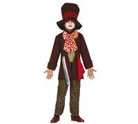 FIESTAS GUIRCA | Costume Crazy Tailor Bambini (10-12 Anni) - Camicia, Giacca, Papillon, Pantaloni e Cappello - Costumi di Alice per Feste in Maschera - Ideale per Bambini - Marrone e Multicolore