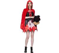 Costume Cappuccetto Rosso Adulti: Halloween Abito da Strega e Mantello con Cappuccio Donna - Vestiti Little Red Riding Hood per Carnevale Carnival Cosplay Festa,Vestito Carnevale Cappuccetto Rosso