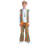 Costume Carnevale Bambini Hippie Retrò Con Stampa Psichedelica E Tessuto Morbido Set Completo Per Feste E Cosplay Per La Recitazione Creativa E Lo Stile Vintage