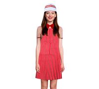 Costume Carnevale Cappello da Cuoco Papillon Grembiule a Righe Set per Festival e Feste 2 Unità Poliestere Rosso