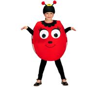 COSTUME CARNEVALE COCCINELLA DAGLI OCCHI GRANDI PETTORINA E COPRICAPO 2/4 ANNI